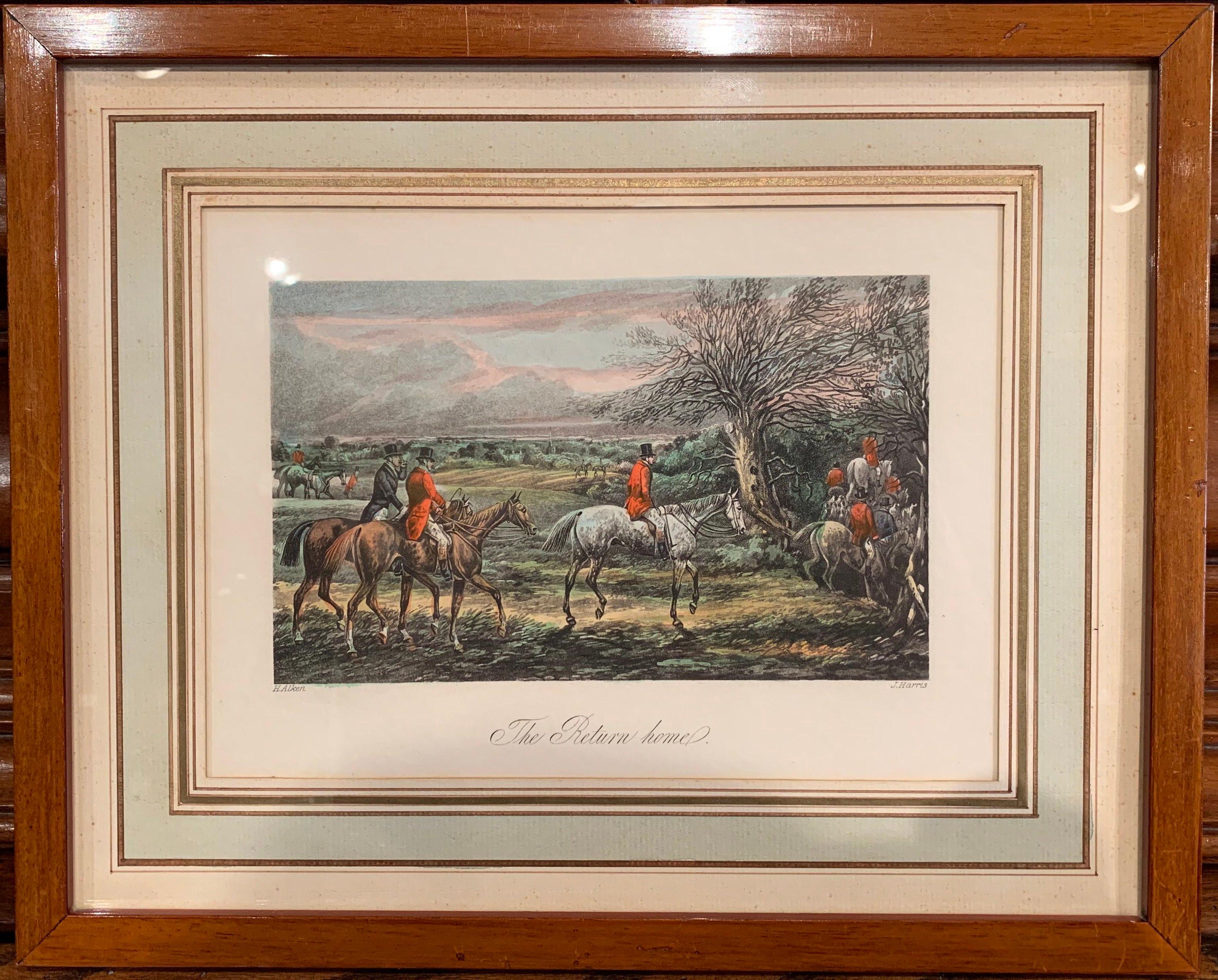 Decorate a man's office with this suite of Classic, antique watercolors in wooden frames. Painted in England circa 1880, each composition is set in the original frame and is protected with a piece of glass. Every picture in the series is named and