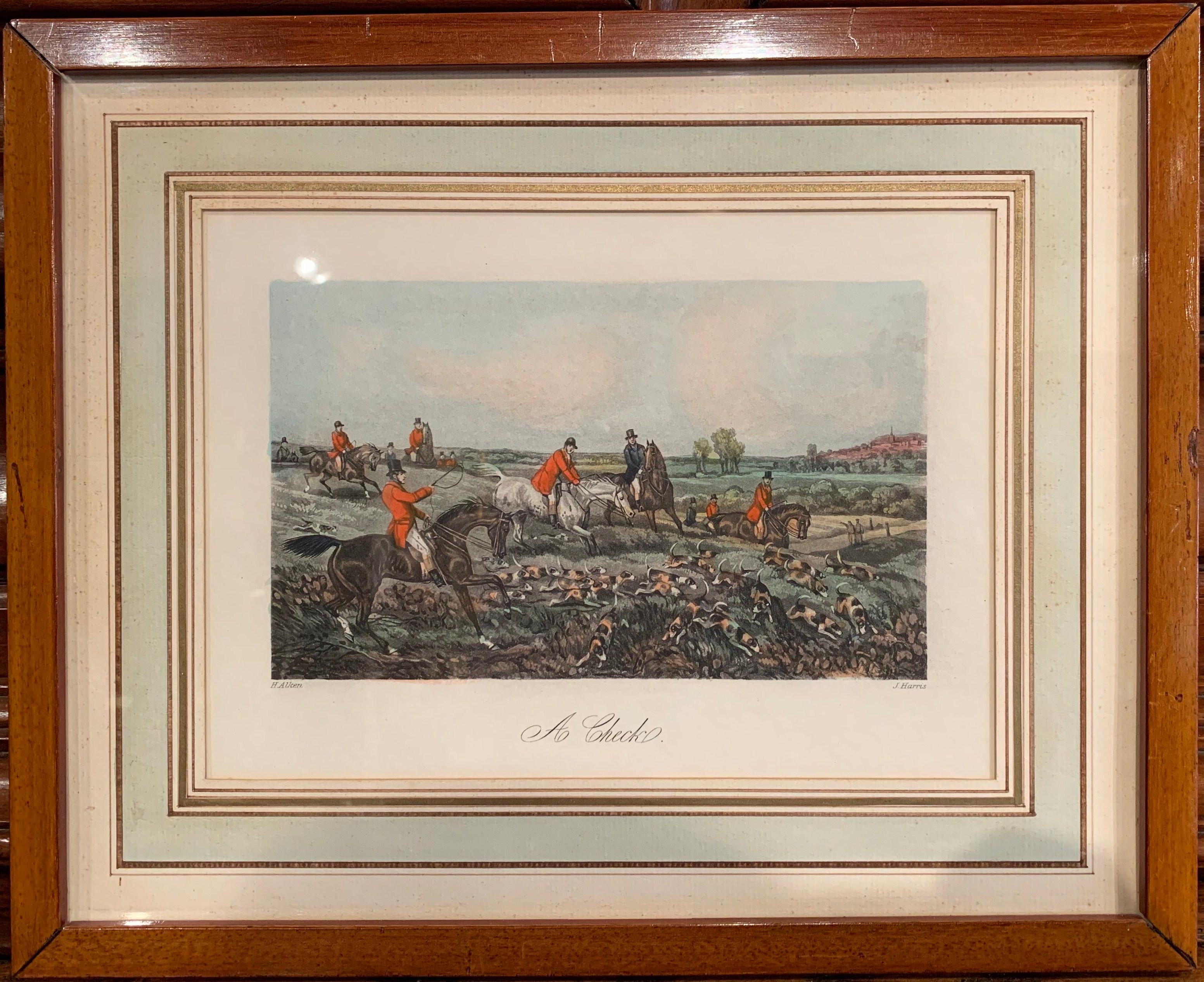 Set of Four 19th Century English Framed Hunt Scenes Signed Watercolors 1