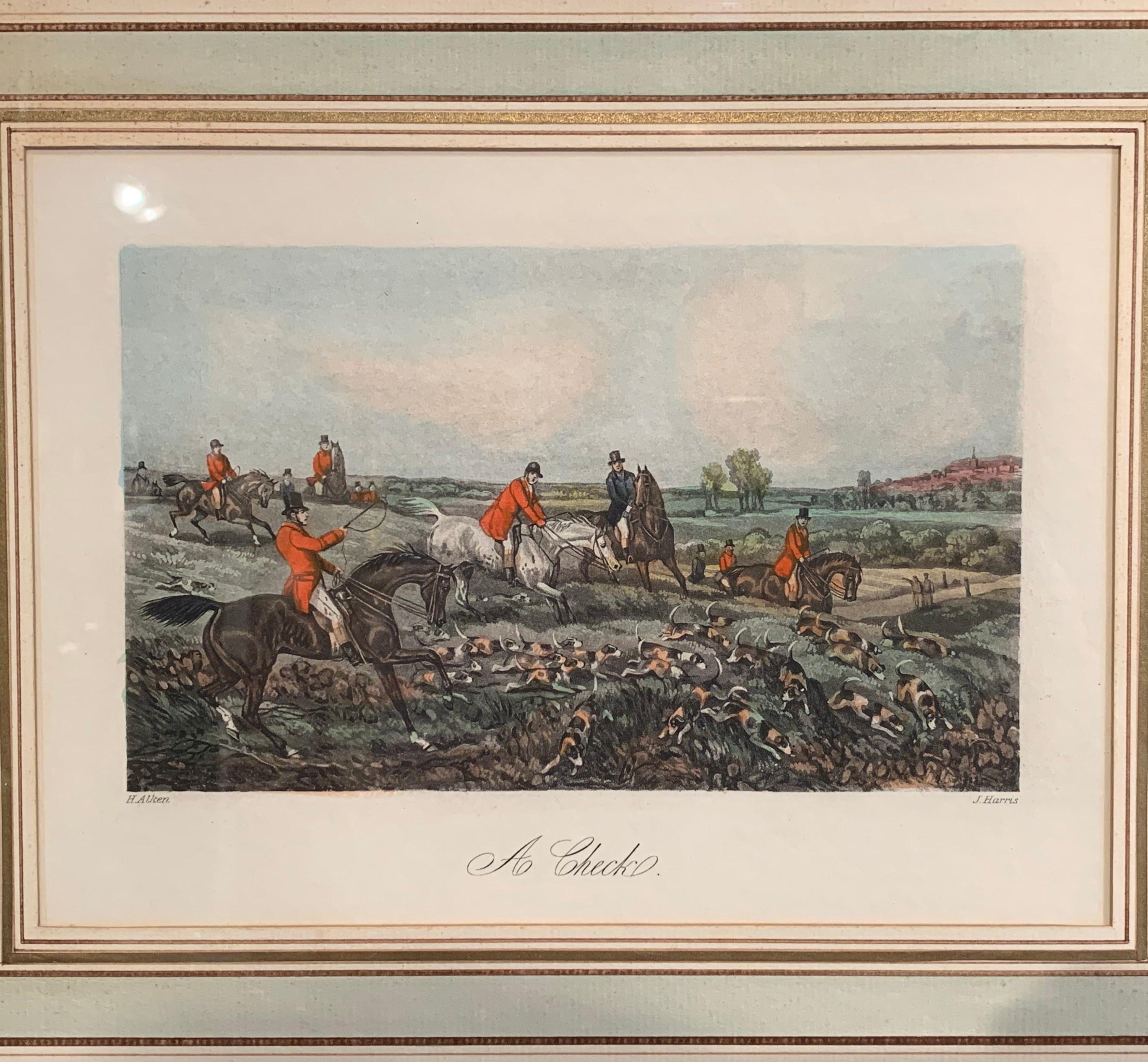 Set of Four 19th Century English Framed Hunt Scenes Signed Watercolors 2