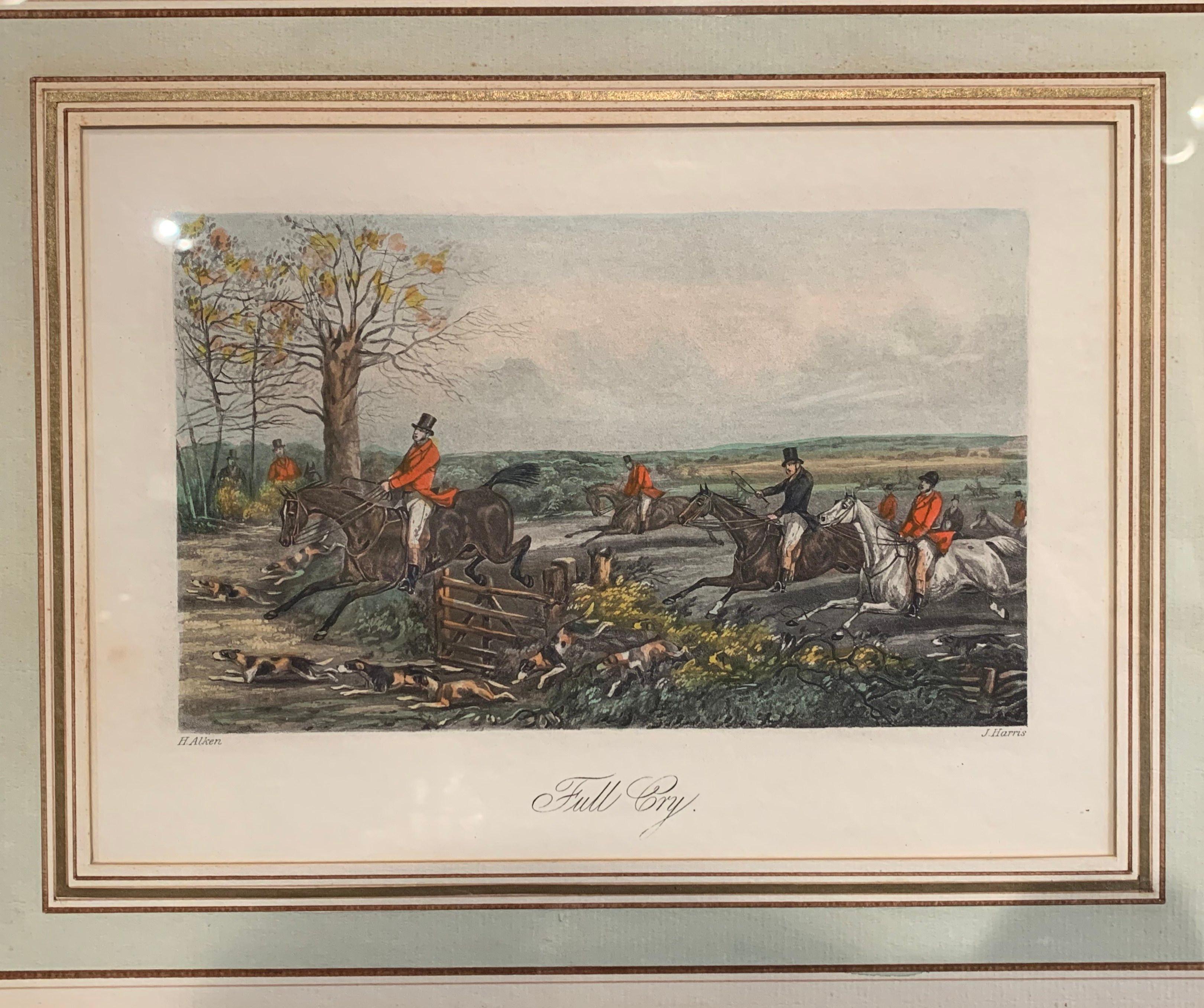 Set of Four 19th Century English Framed Hunt Scenes Signed Watercolors 4