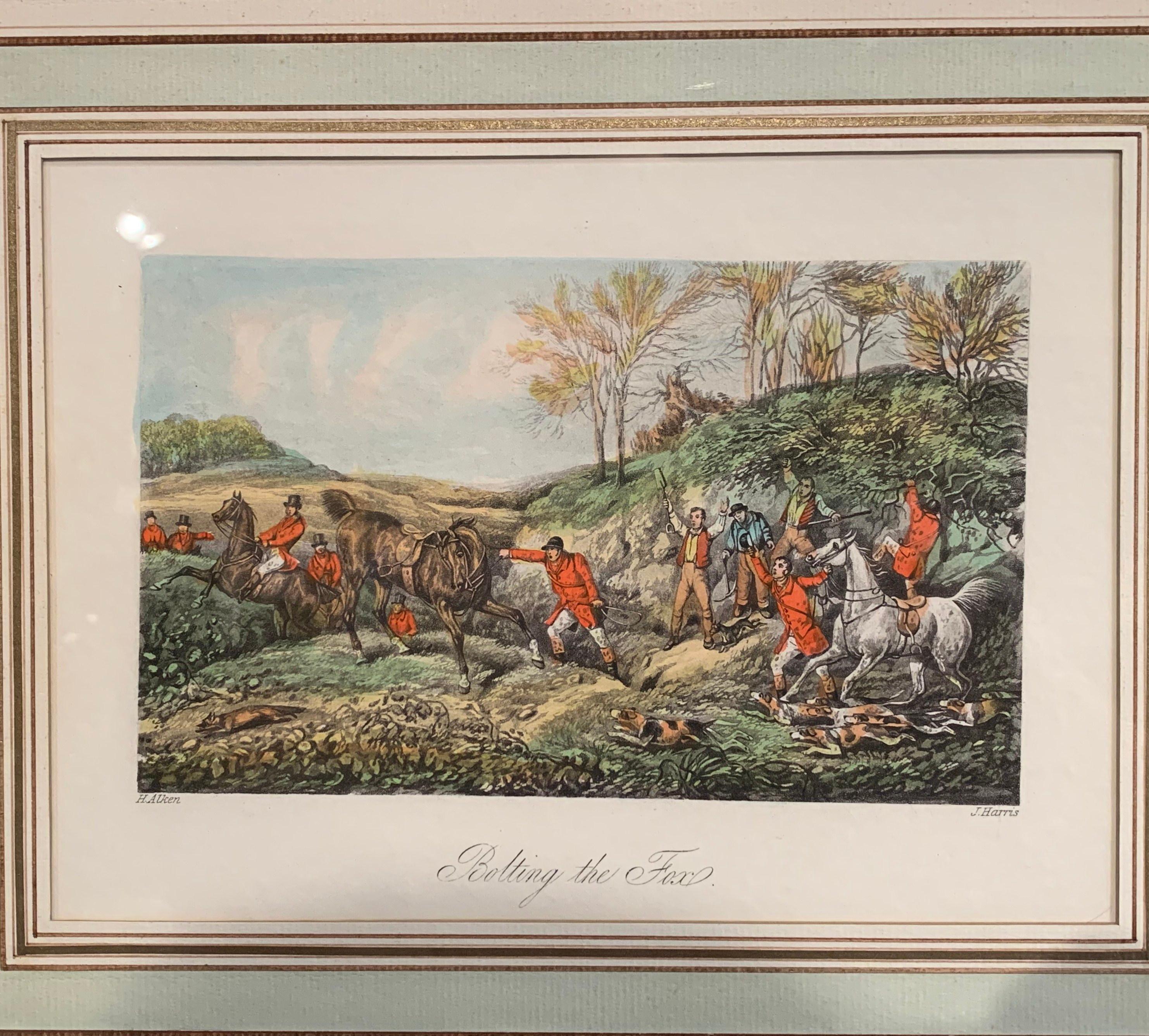 Set of Four 19th Century English Framed Hunt Scenes Signed Watercolors 6