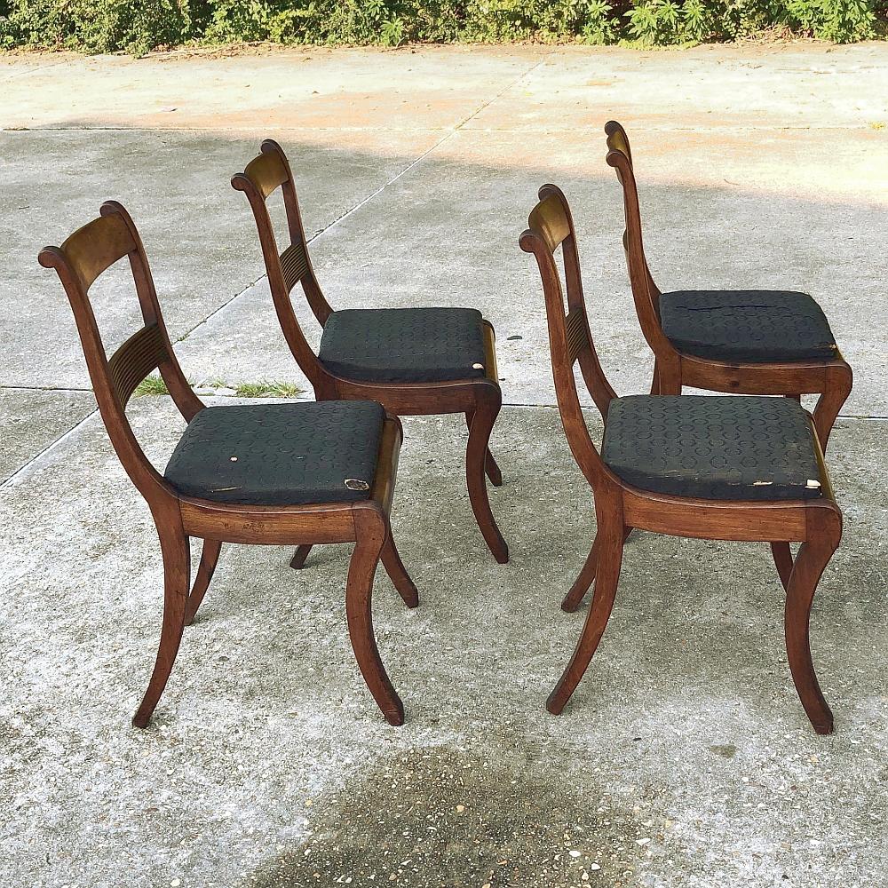 Empire Revival Set of Four 19th Century English Mahogany Chairs For Sale