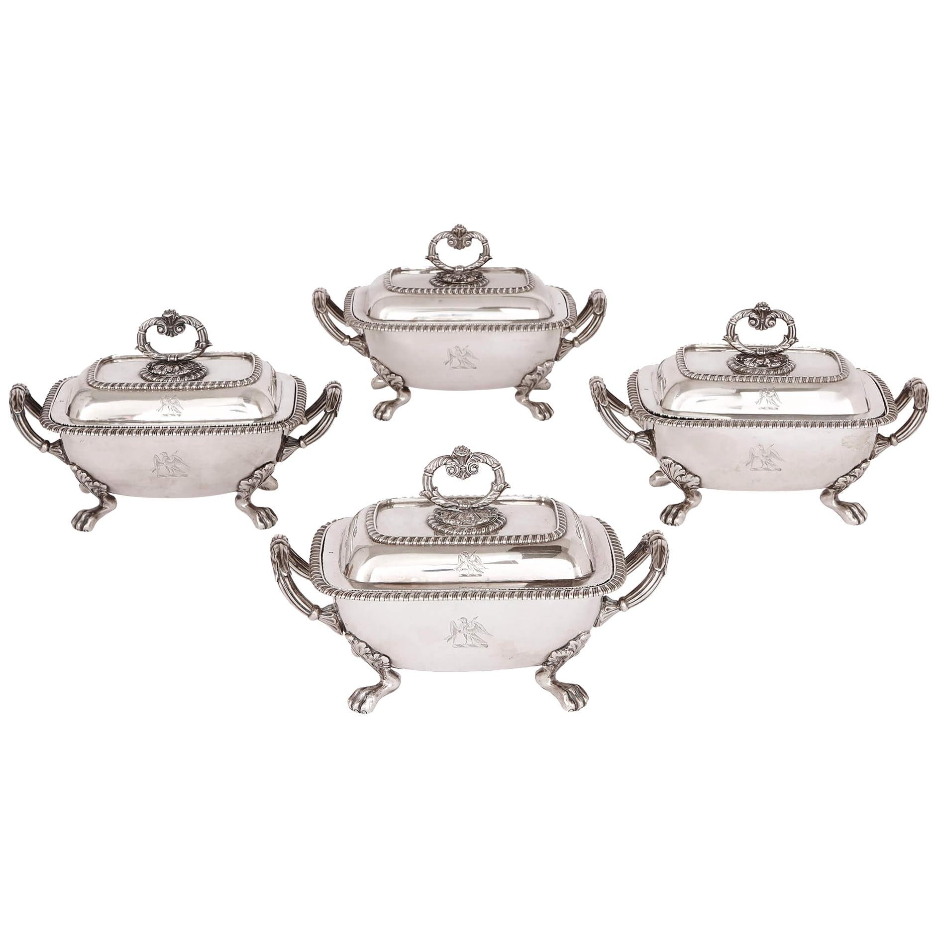Set of Four 19th Century English Silver Tureens