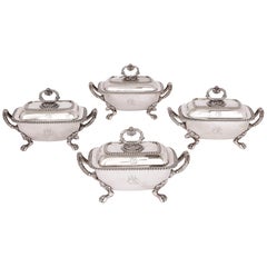 Set of Four 19th Century English Silver Tureens
