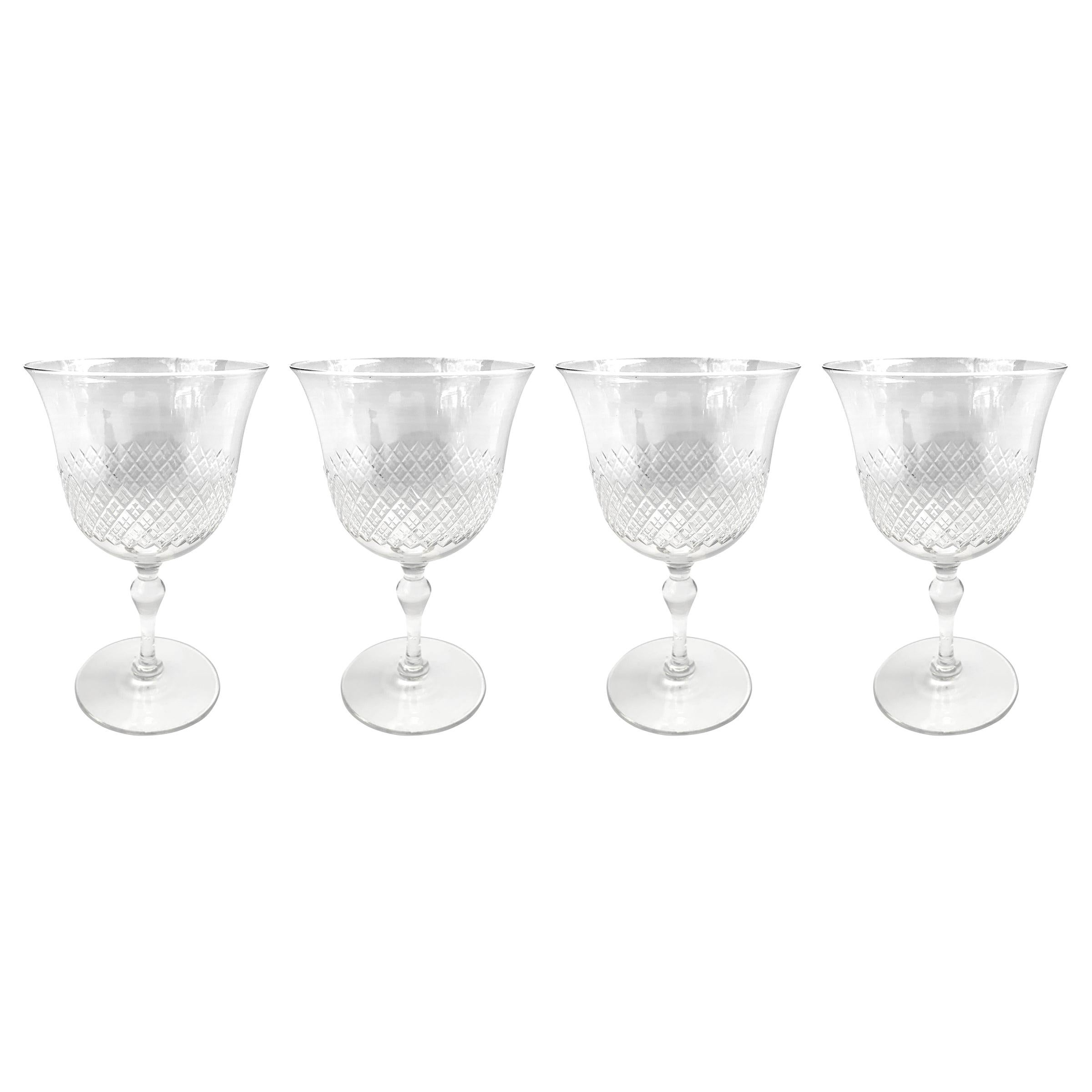 Set of Four 19th Century English Wine Glasses