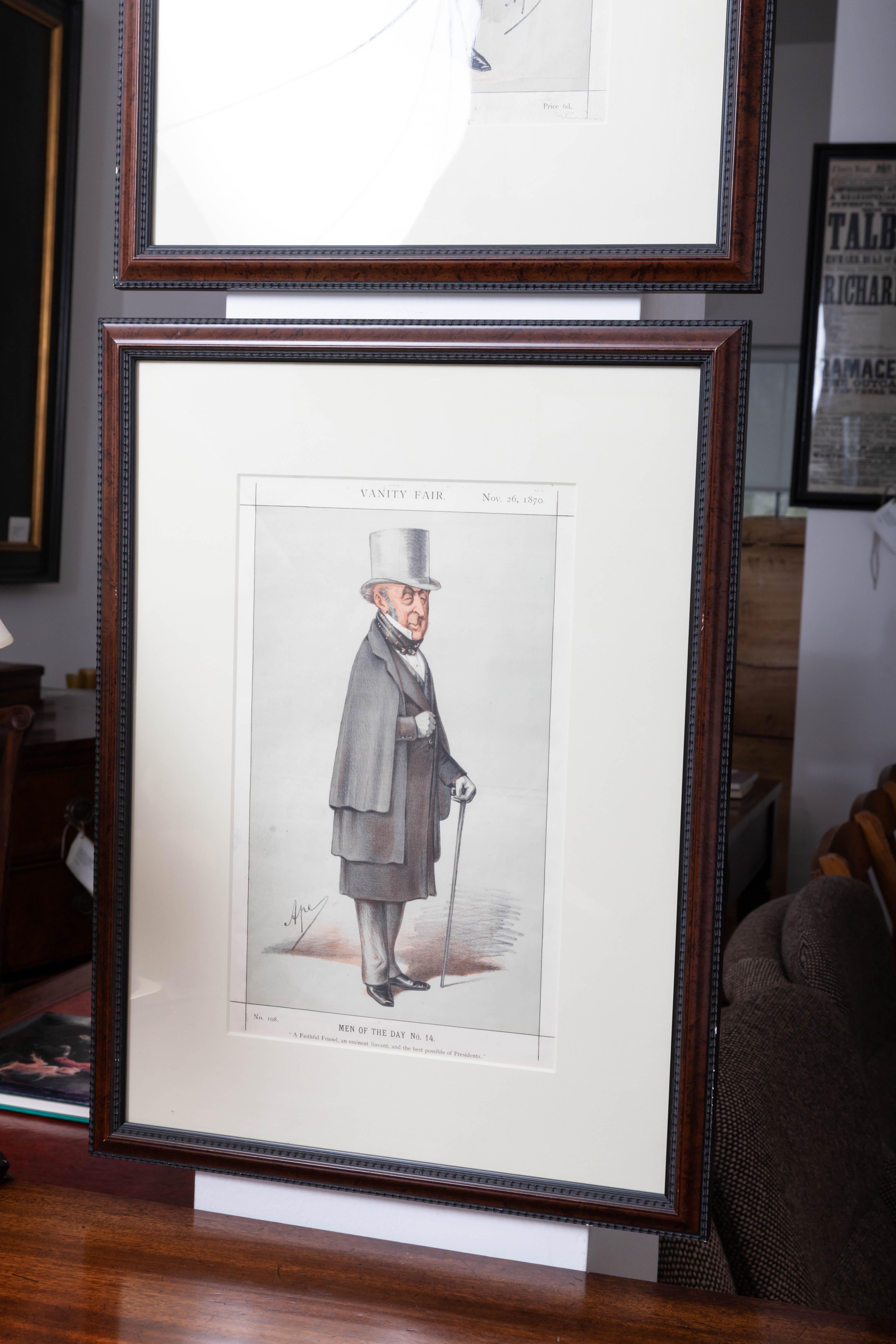 Set of Four 19th Century Framed Vanity Fair Caricatures In Good Condition In East Hampton, NY