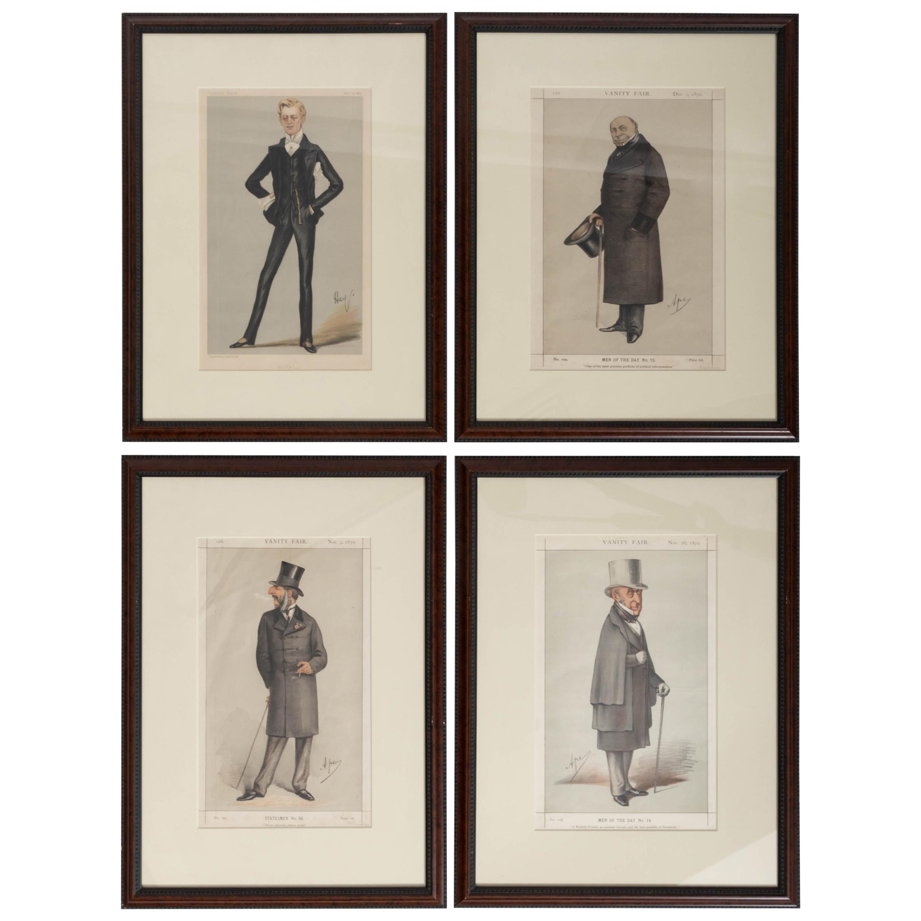 Set of Four 19th Century Framed Vanity Fair Caricatures