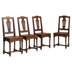 Set of Four 19th Century French Chestnut Brown Eclectic Dining Chairs