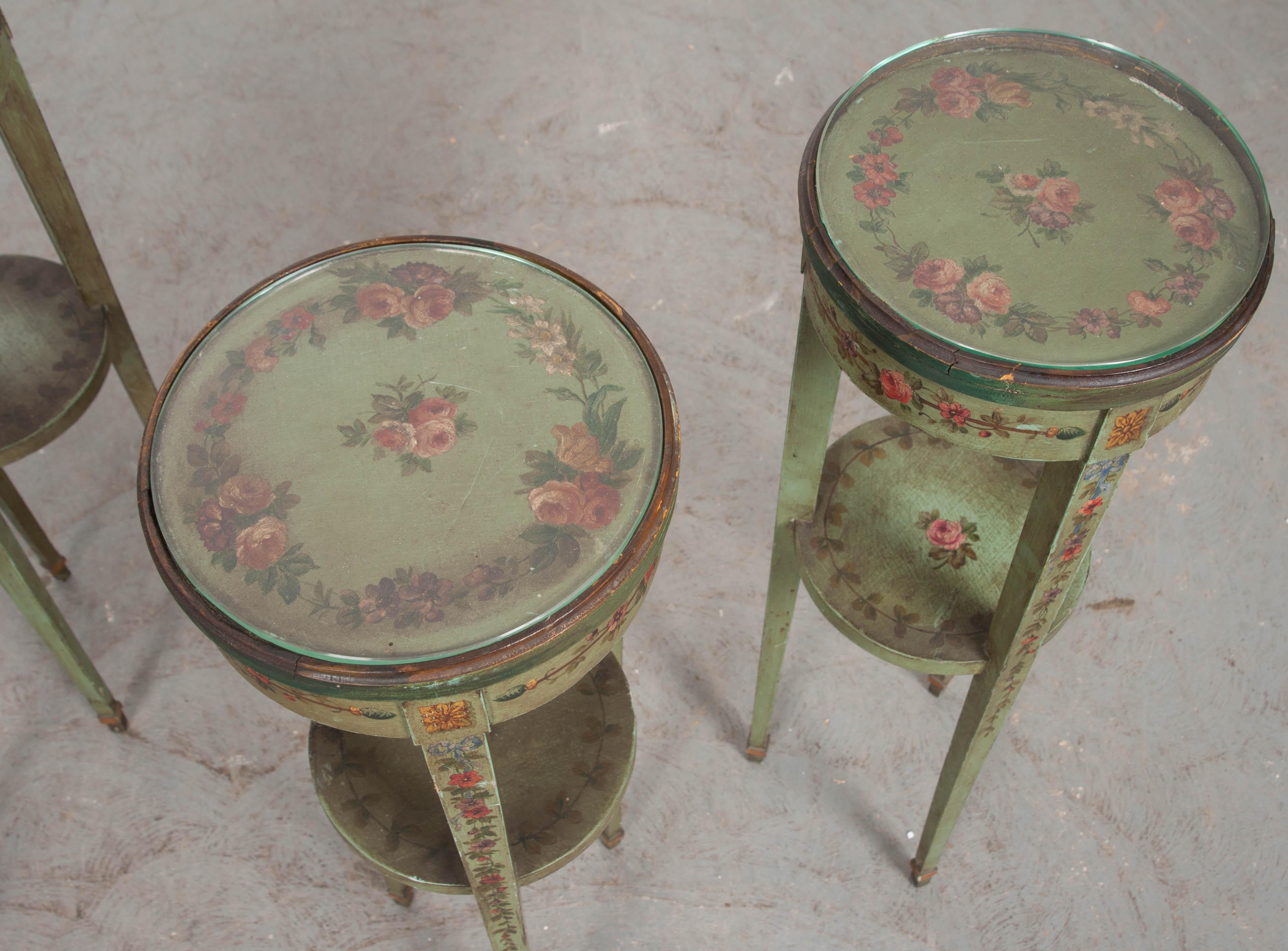 Set of Four 19th Century French Hand-Painted Drink Tables In Good Condition In Baton Rouge, LA