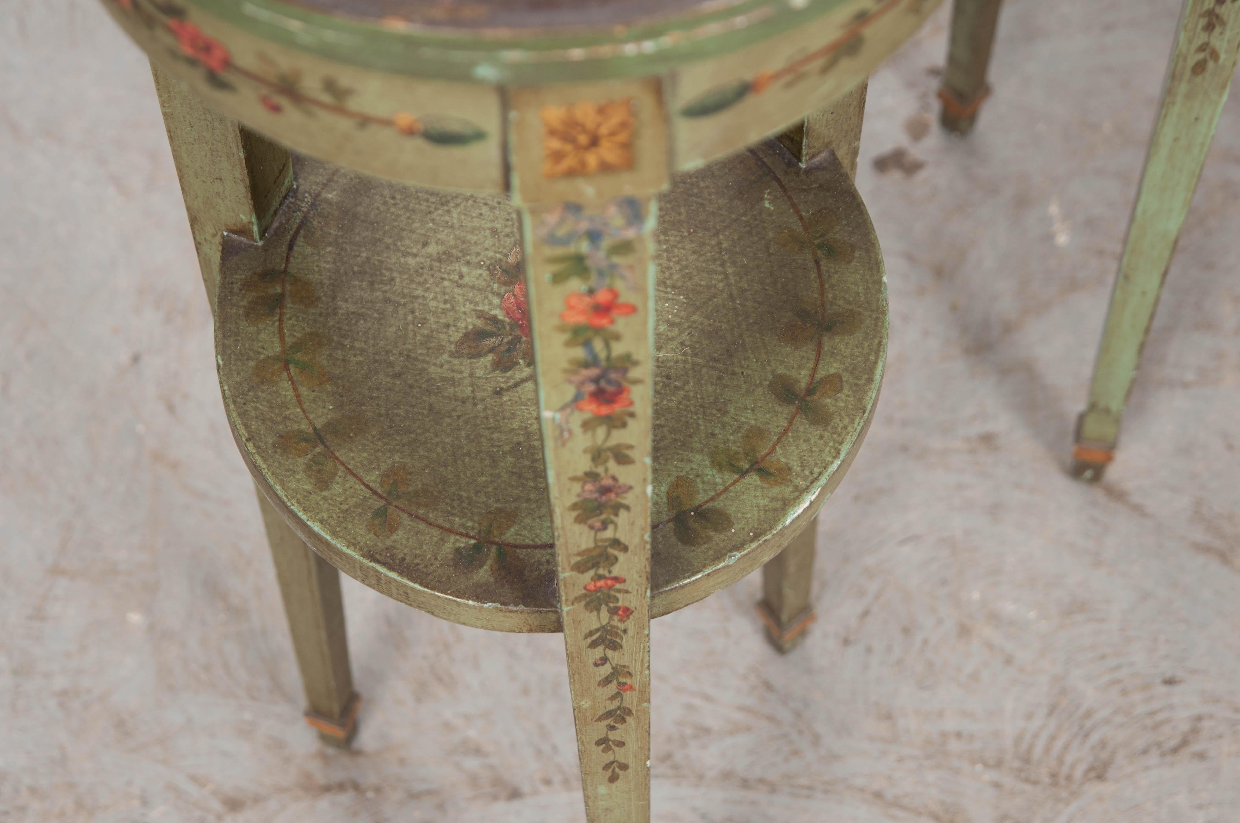 Hardwood Set of Four 19th Century French Hand-Painted Drink Tables