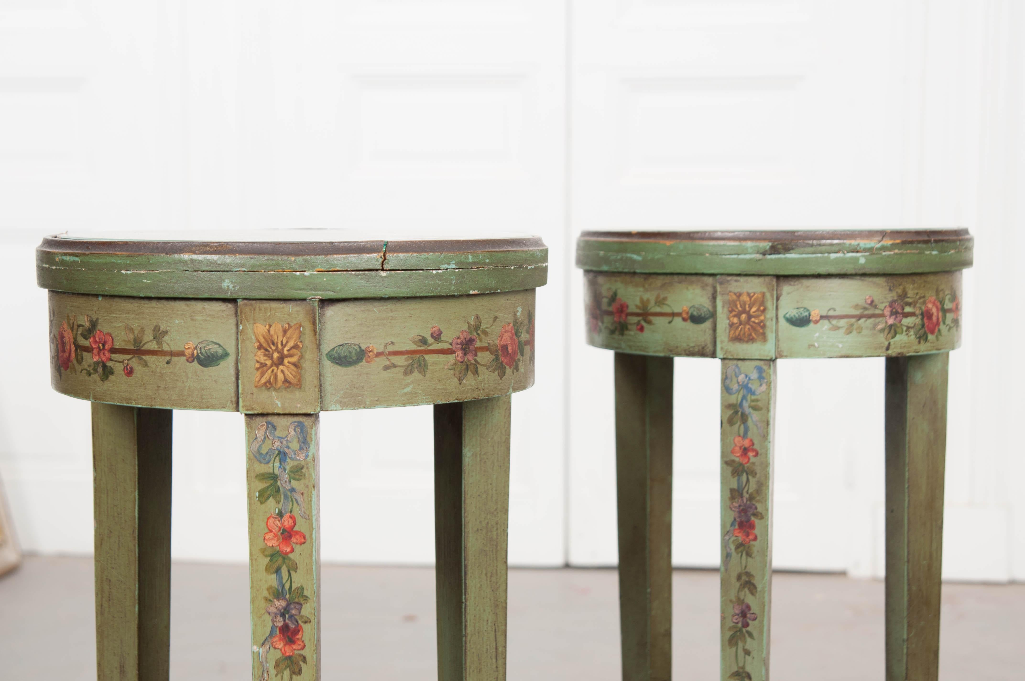 Set of Four 19th Century French Hand-Painted Drink Tables 1