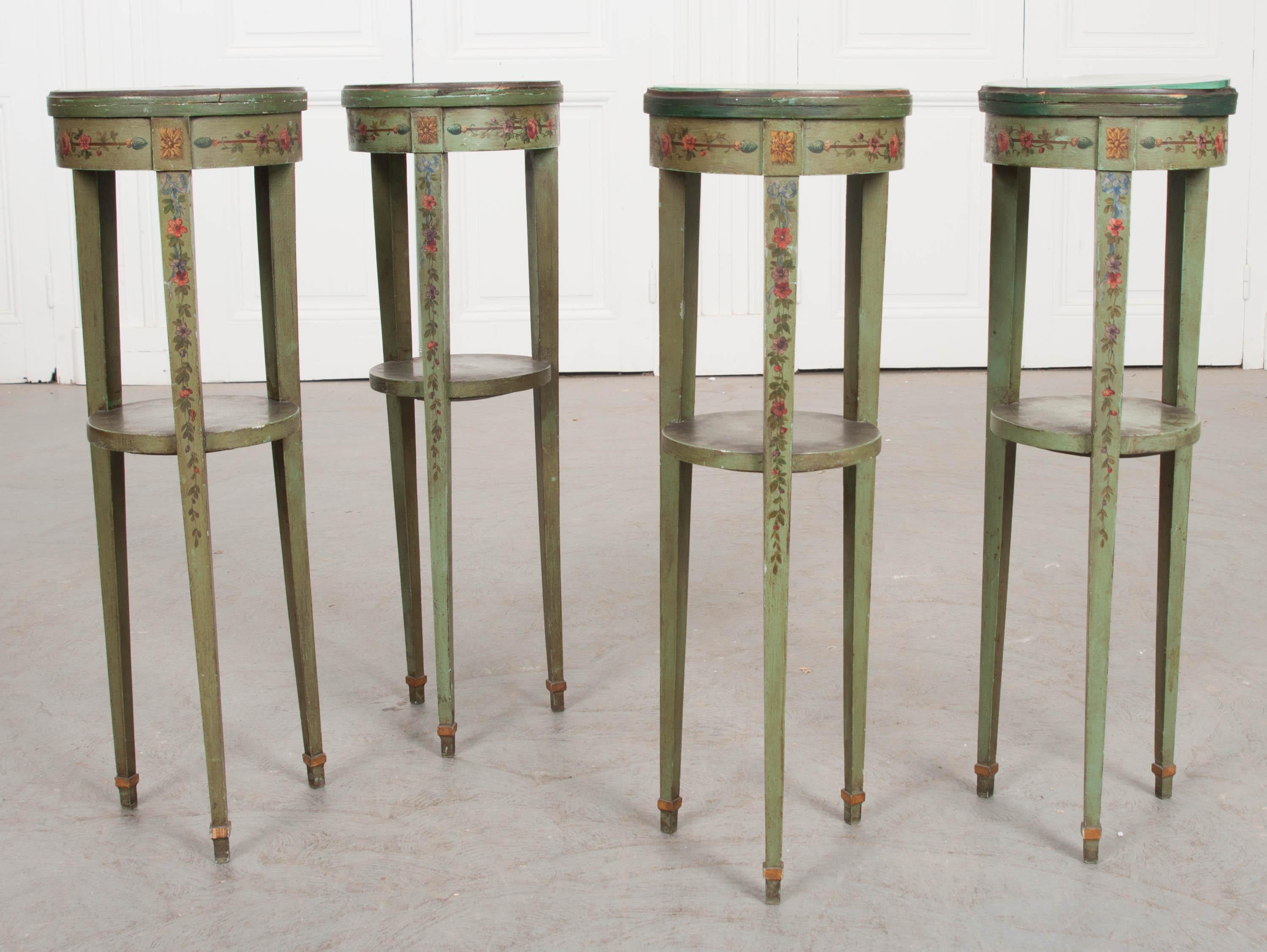 Set of Four 19th Century French Hand-Painted Drink Tables 3