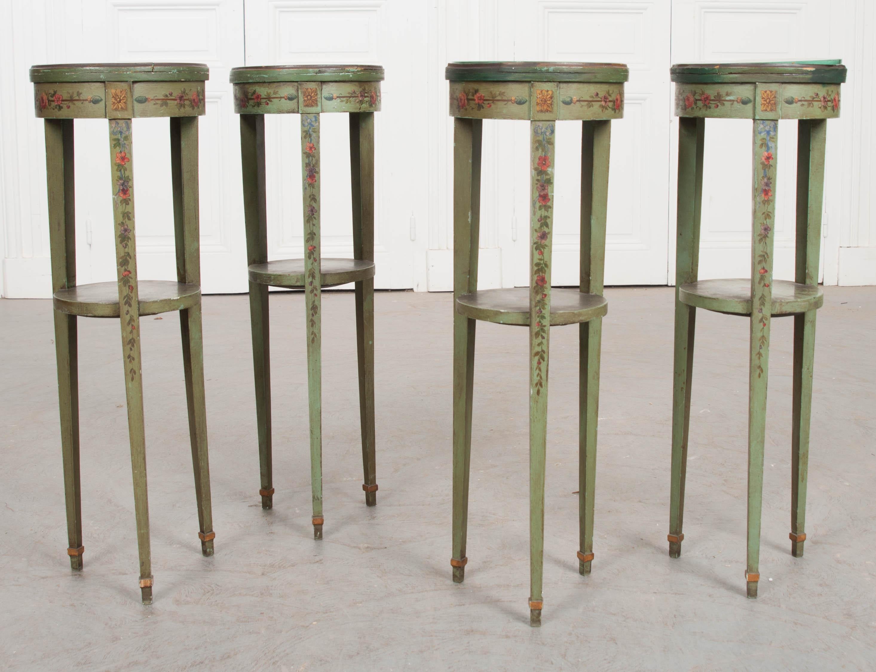Set of Four 19th Century French Hand-Painted Drink Tables 4
