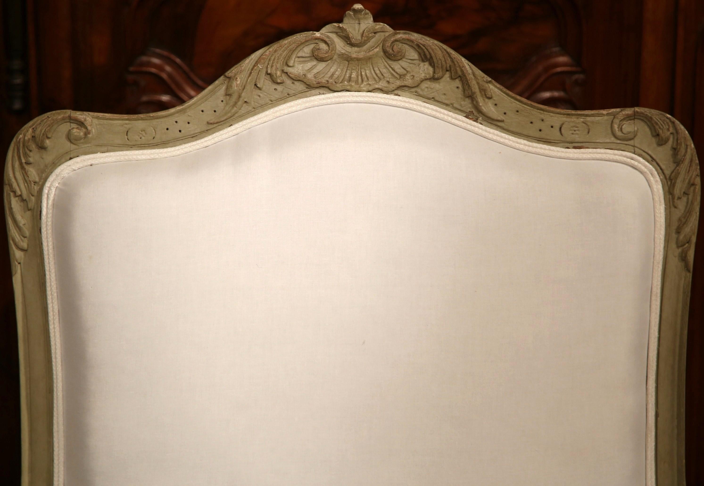 Set of Four 19th Century French Louis XV Carved Painted Armchairs from Provence In Excellent Condition In Dallas, TX