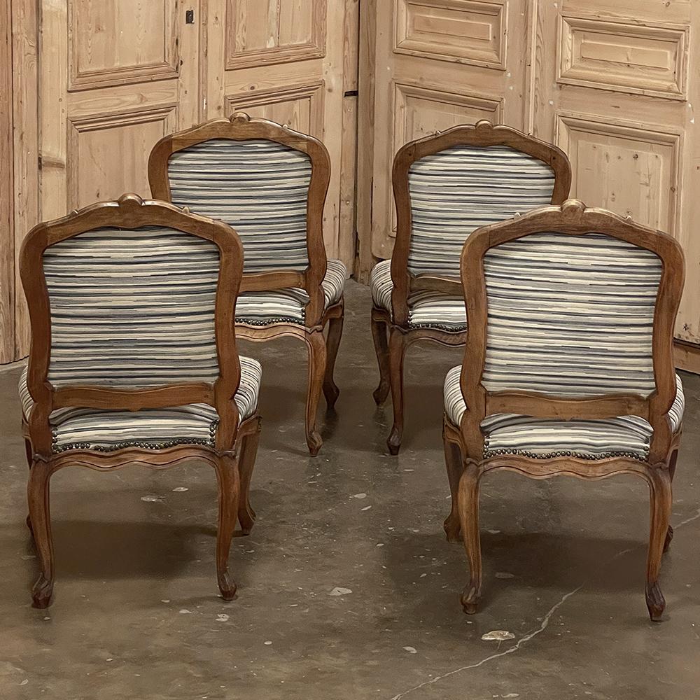 Late 19th Century Set of Four 19th Century French Louis XV Fruitwood Side Chairs For Sale