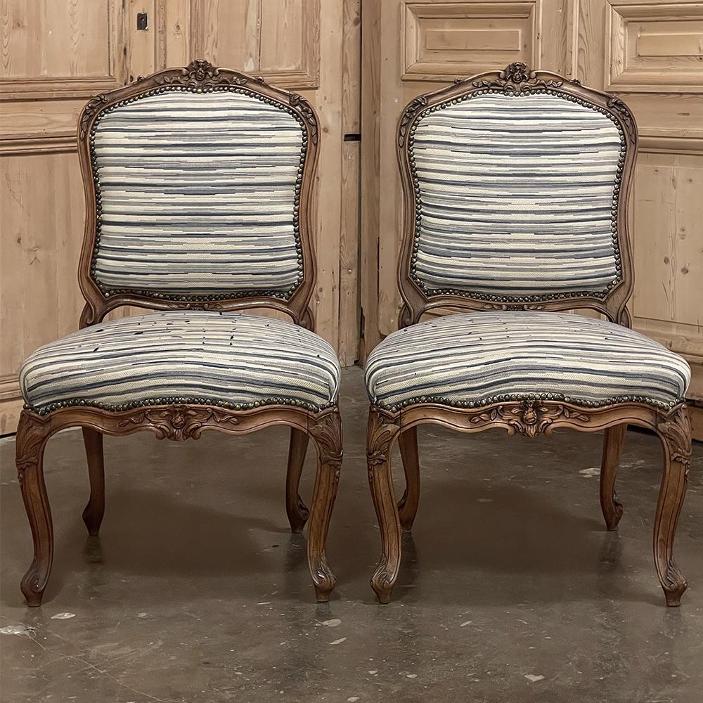 Set of Four 19th Century French Louis XV Fruitwood Side Chairs For Sale 1