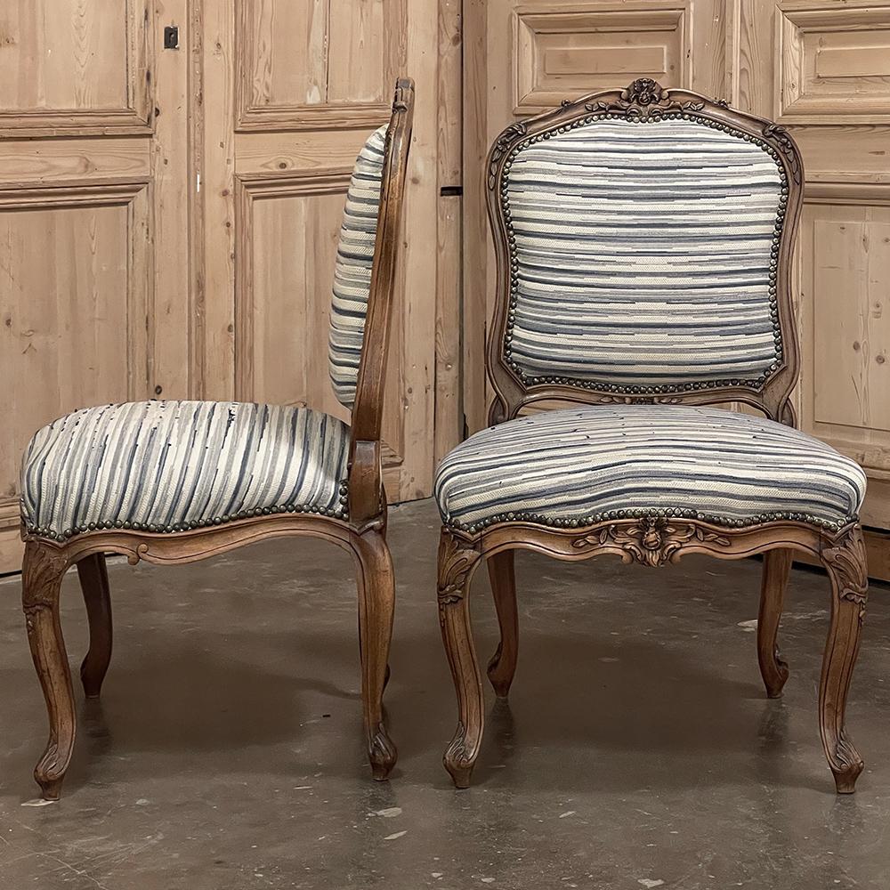 Set of Four 19th Century French Louis XV Fruitwood Side Chairs For Sale 2