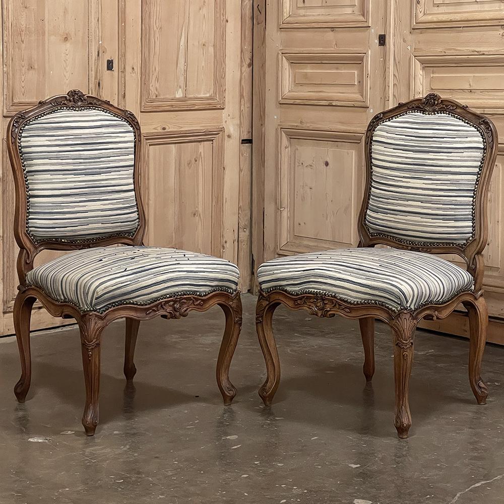 Set of Four 19th Century French Louis XV Fruitwood Side Chairs For Sale 3