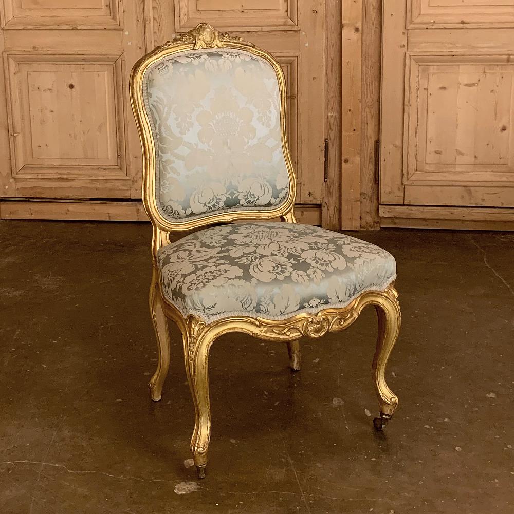 Ensemble de quatre chaises françaises Louis XV du 19ème siècle en bois doré en vente 7