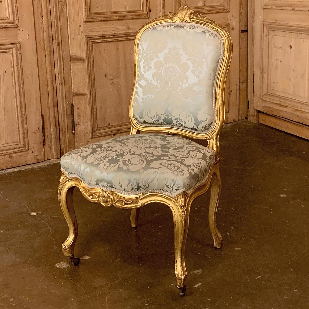 Ensemble de quatre chaises françaises Louis XV du 19ème siècle en bois doré en vente 8