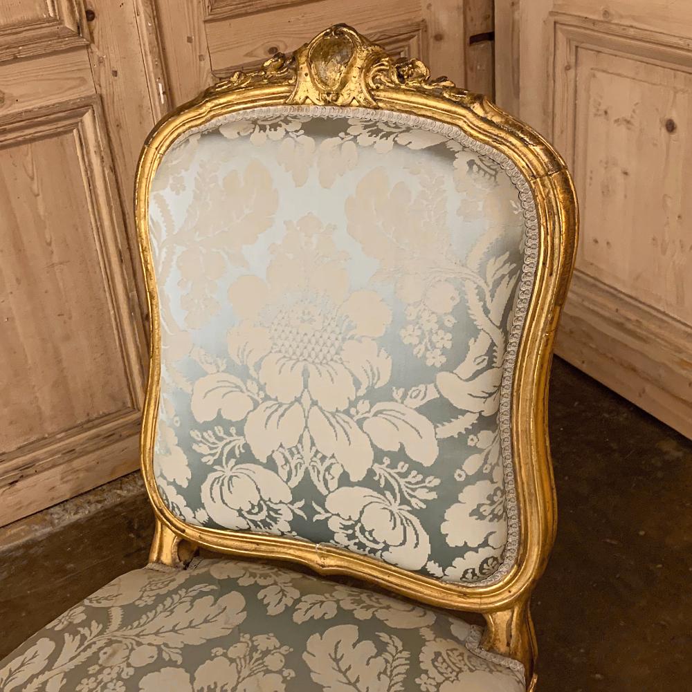 Set of Four 19th Century French Louis XV Giltwood Chairs For Sale 4