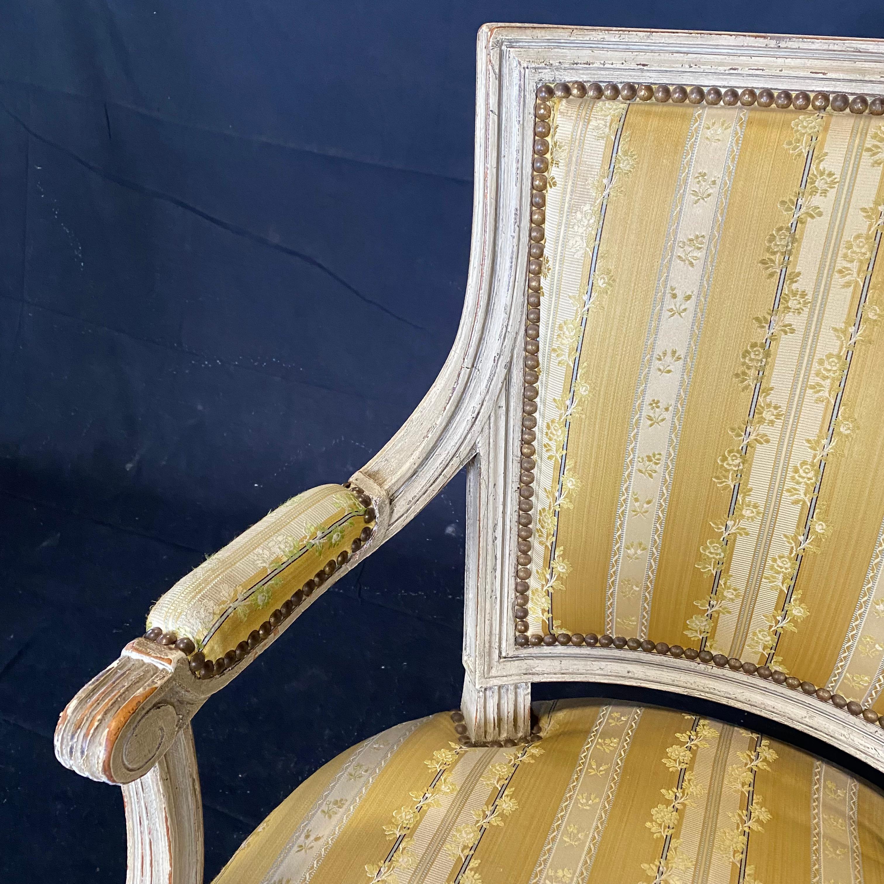 Set of Four 19th Century French Louis XVI Open Arm Chairs 6