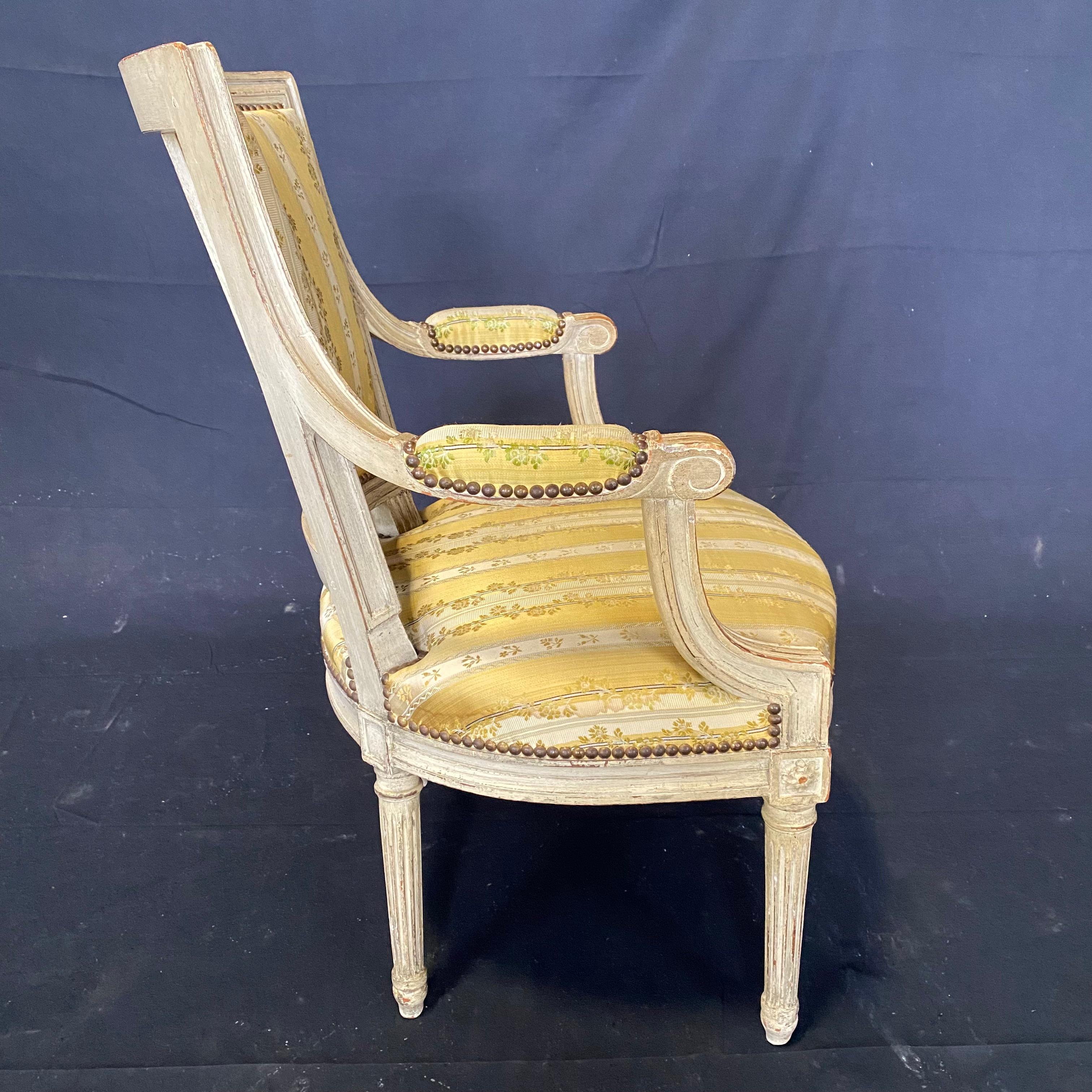 Set of Four 19th Century French Louis XVI Open Arm Chairs 8