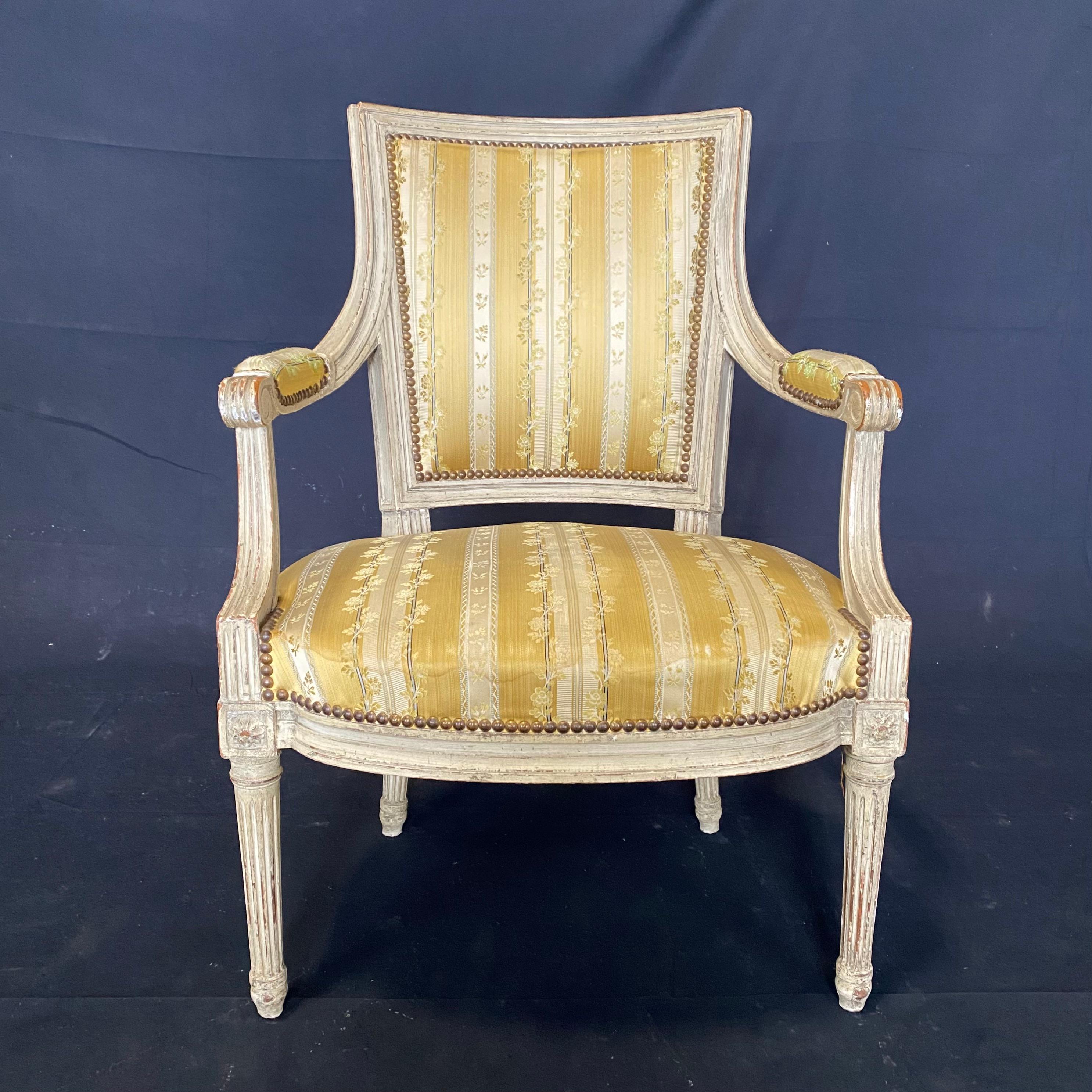 Set of Four 19th Century French Louis XVI Open Arm Chairs 9