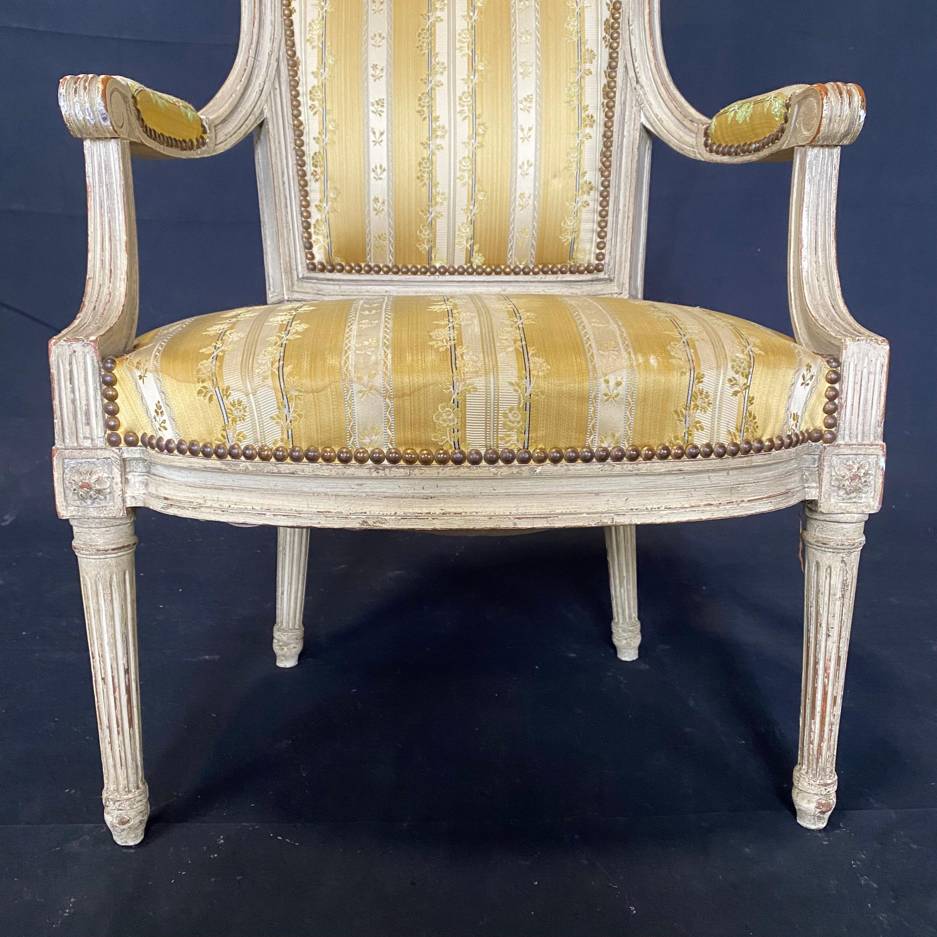 Set of Four 19th Century French Louis XVI Open Arm Chairs 2