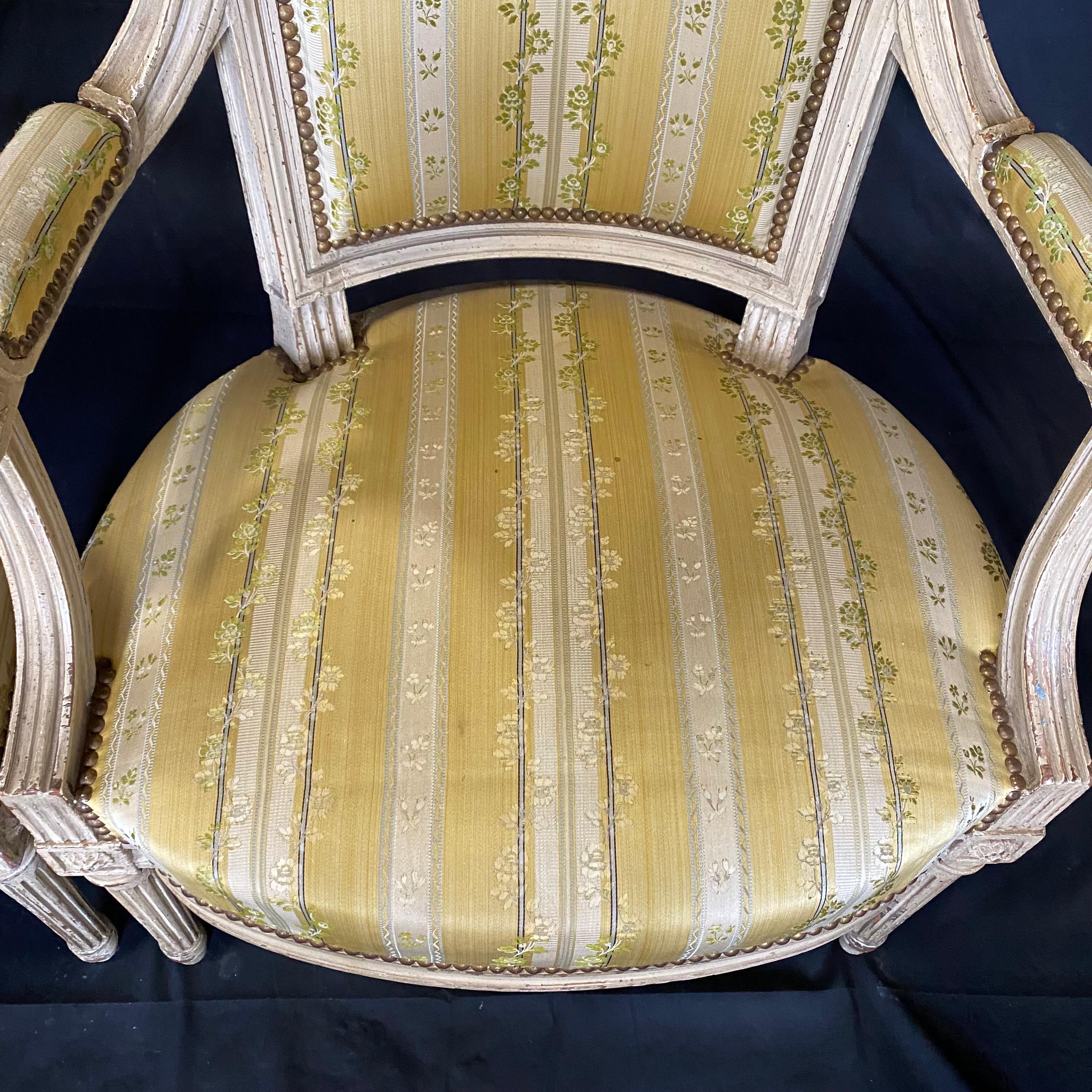 Set of Four 19th Century French Louis XVI Open Arm Chairs 4