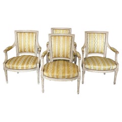 Set of Four 19th Century French Louis XVI Open Arm Chairs