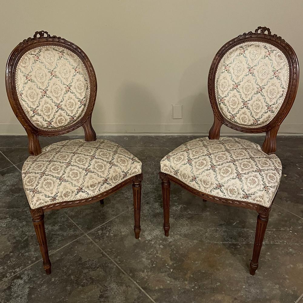 Set of Four 19th Century French Louis XVI Walnut Chairs In Good Condition For Sale In Dallas, TX