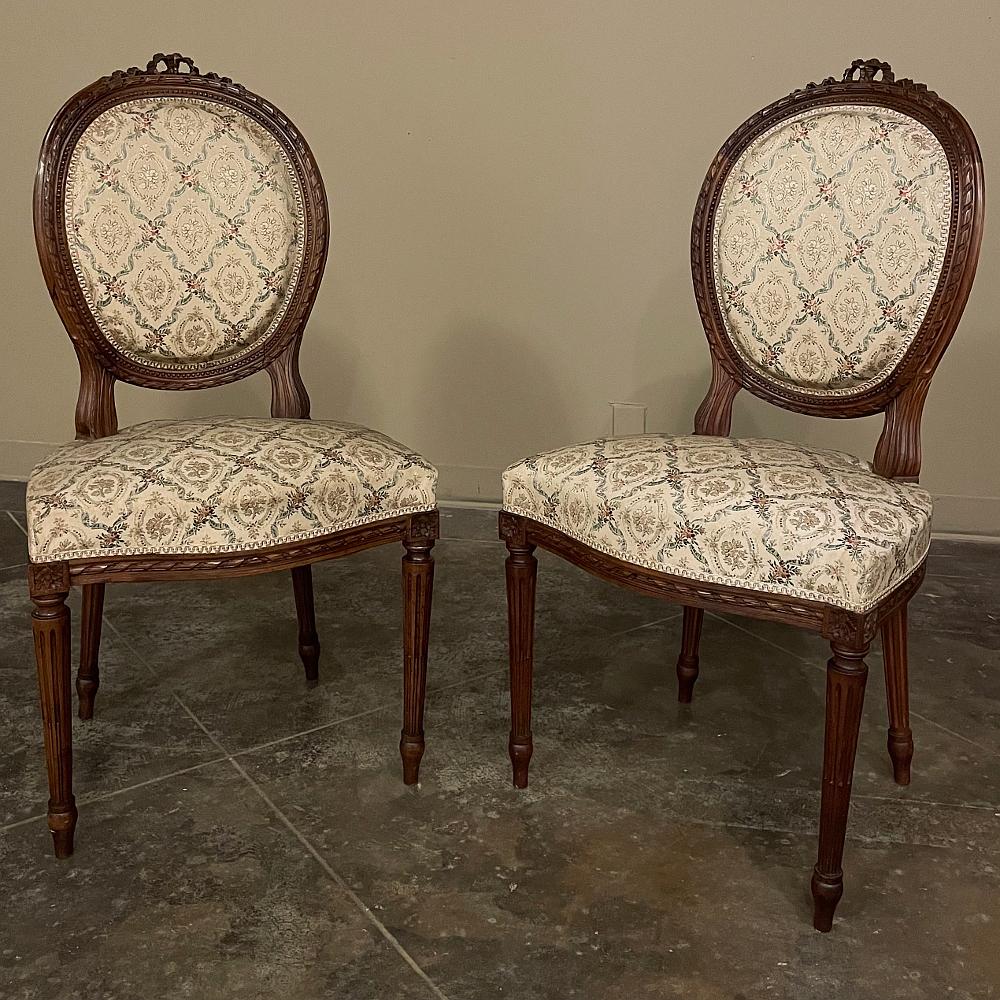 Late 19th Century Set of Four 19th Century French Louis XVI Walnut Chairs For Sale
