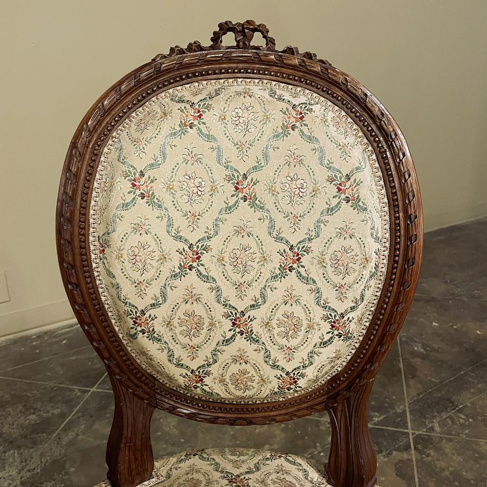 Set of Four 19th Century French Louis XVI Walnut Chairs For Sale 5