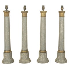 Set di quattro lampade dipinte francesi del XIX secolo