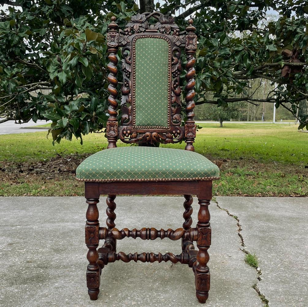 Set of Four 19th Century French Renaissance Barley Twist Chairs For Sale 3