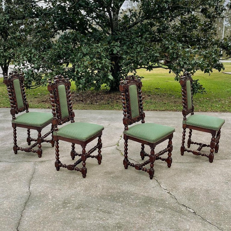 Set of Four 19th Century French Renaissance Barley Twist Chairs For ...
