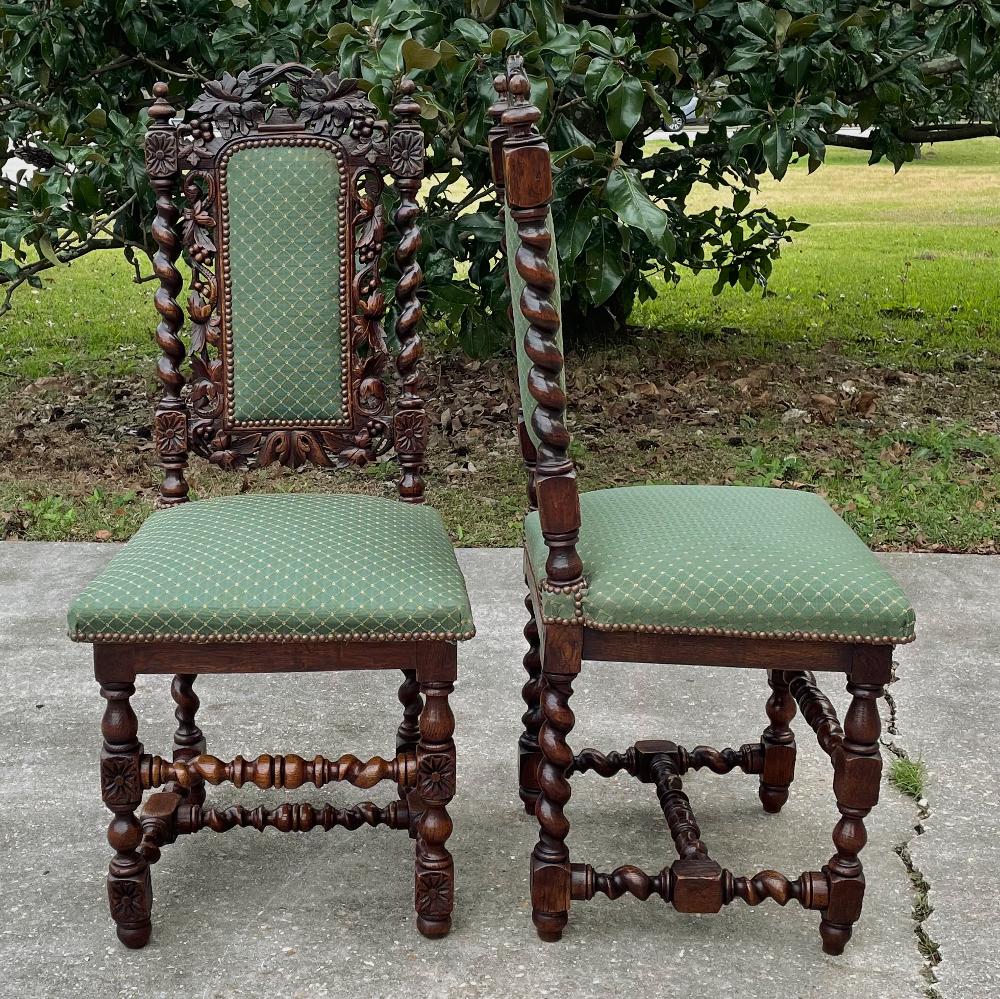 Set of Four 19th Century French Renaissance Barley Twist Chairs For Sale 1
