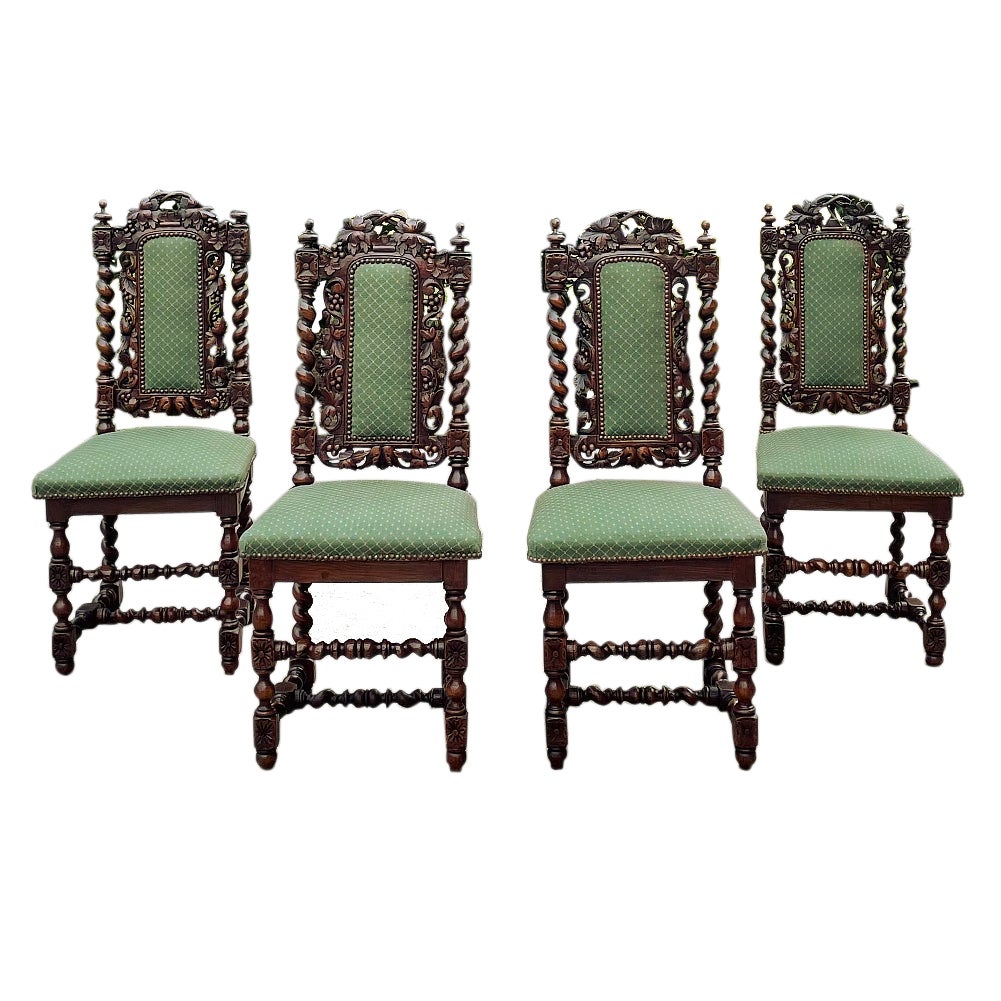 Set of Four 19th Century French Renaissance Barley Twist Chairs