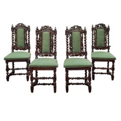 Set of Four 19th Century French Renaissance Barley Twist Chairs