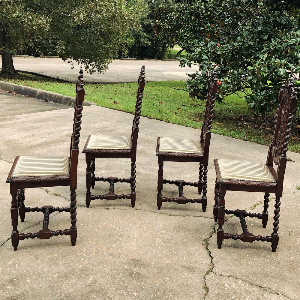 Hand-Carved Set of Four 19th Century French Renaissance Chairs For Sale