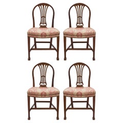 Set of Four 19th Century French Solid Mahogany Directoire Style Chairs