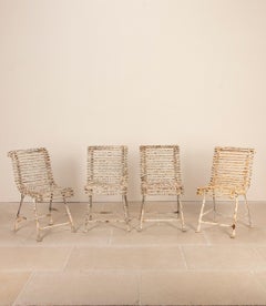 Set of Four 19th Century French Wrought Iron Arras Garden Chairs