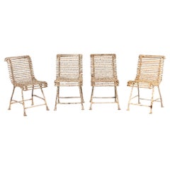 Set of Four 19th Century French Wrought Iron Arras Garden Chairs
