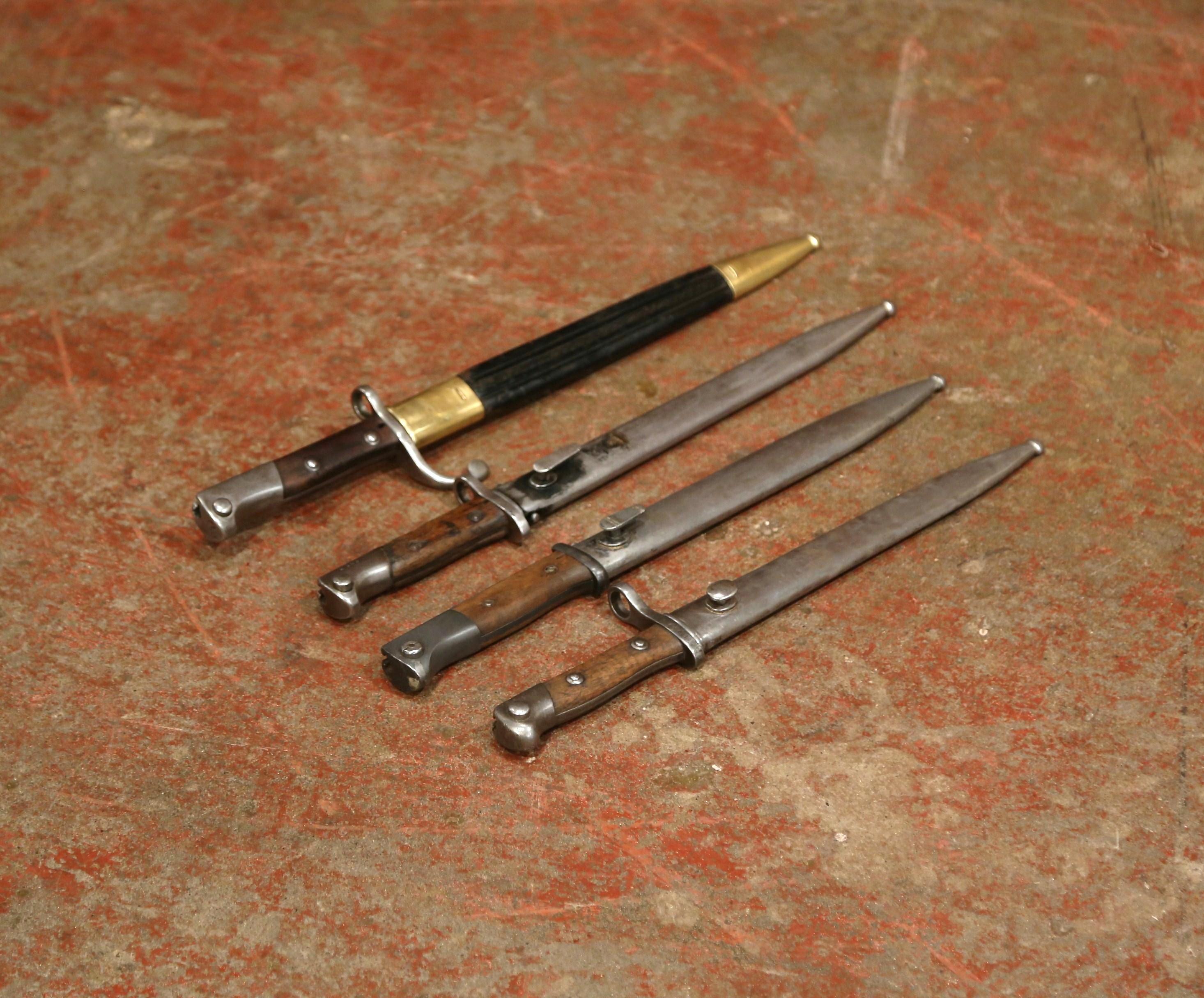 Set of Four 19th Century German Iron Bayonets and Sheaths with Wood Handles In Excellent Condition In Dallas, TX