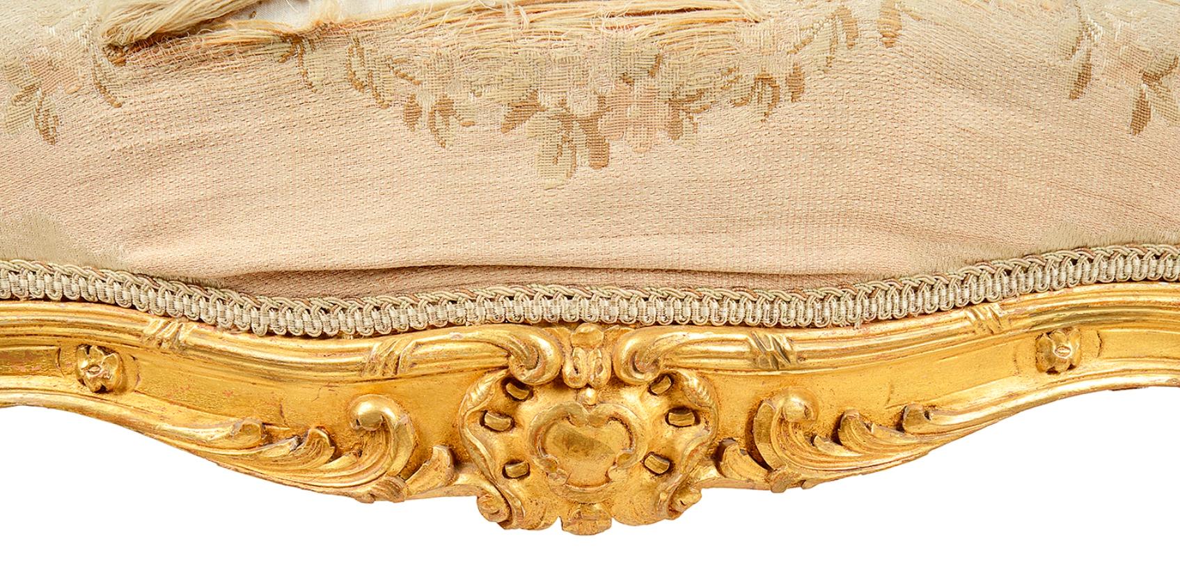 Ensemble de quatre chaises de salon dorées du 19ème siècle en vente 3