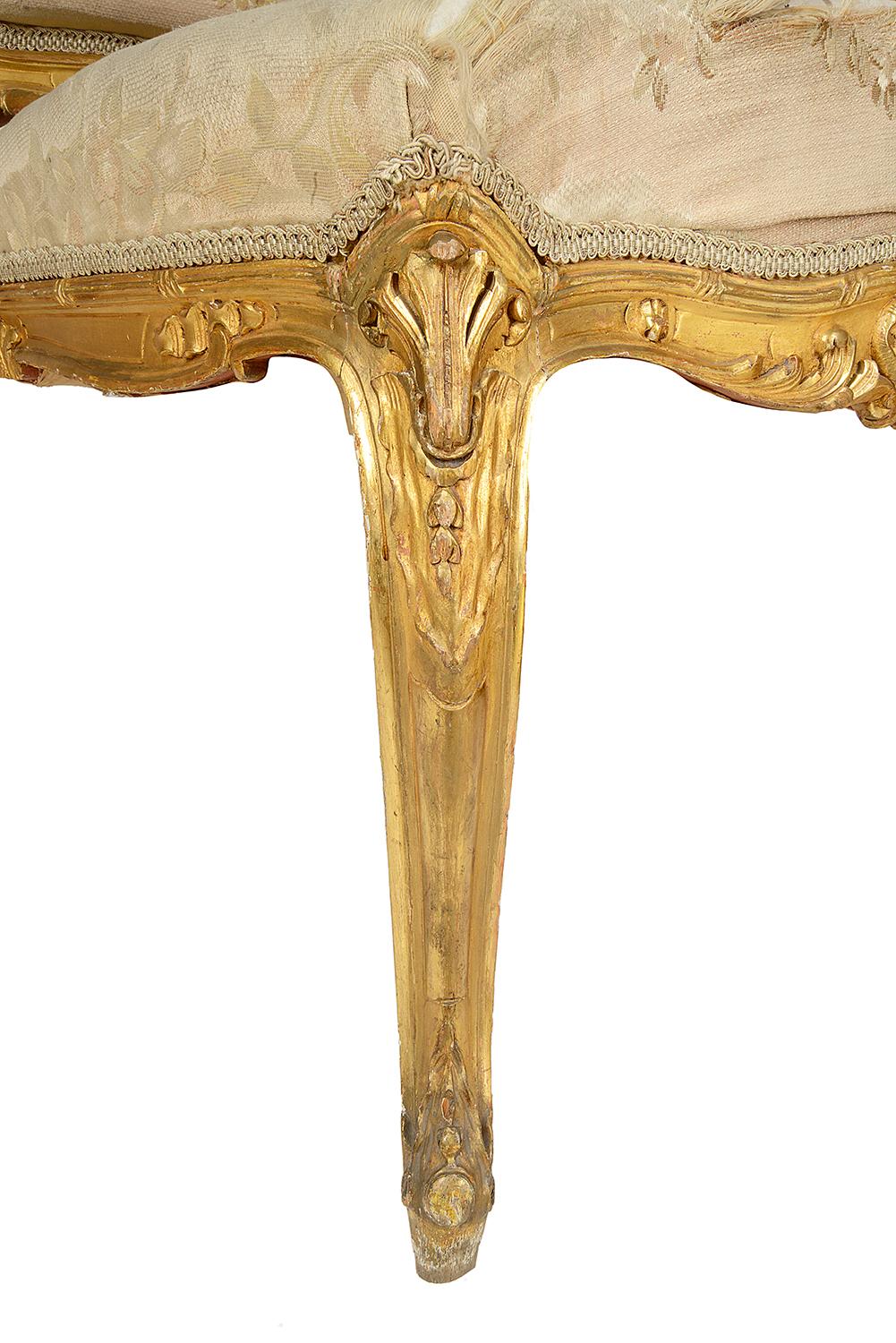 Ensemble de quatre chaises de salon dorées du 19ème siècle en vente 4