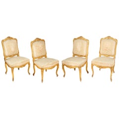 Satz von vier vergoldeten Salon-Beistellstühlen des 19. Jahrhunderts