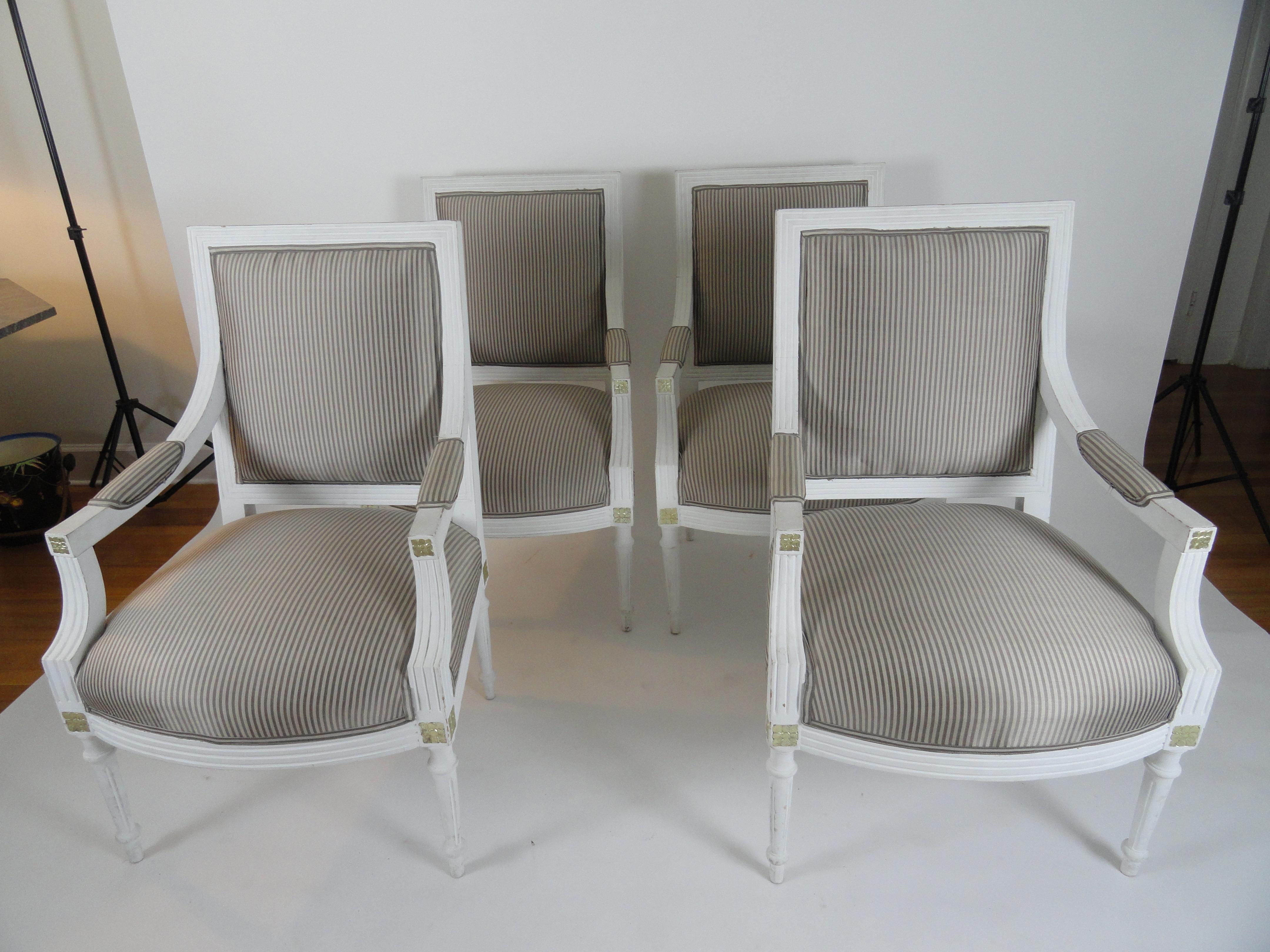 Set Of Four 19th Century Swedish Gustavian Armchairs For Sale 5