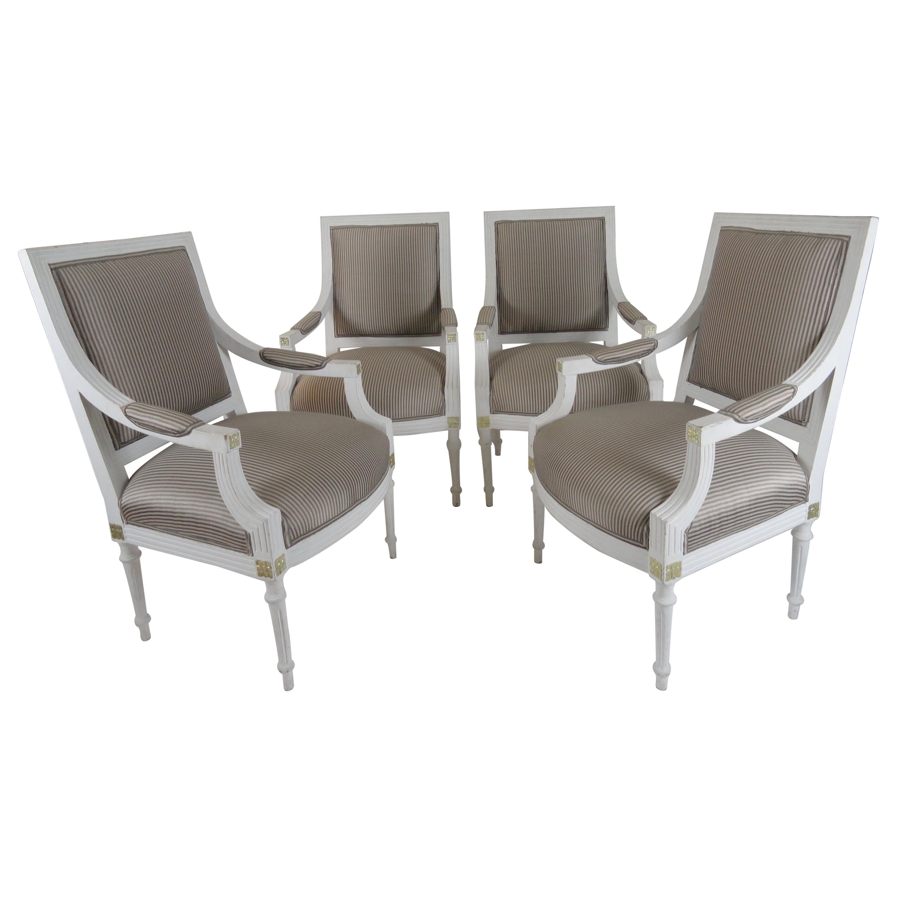 Set Of Four 19th Century Swedish Gustavian Armchairs For Sale